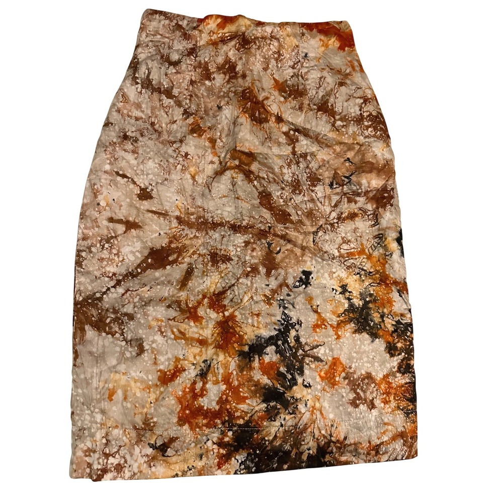 Lemlem Cotton Pencil Skirt Rust Brown Gold Abstract Sz‎ XS